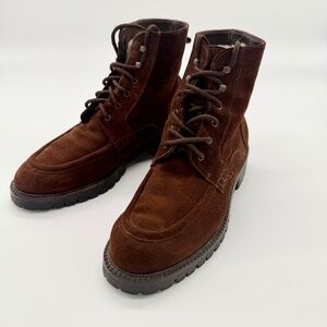 Vintage Gorsuch Italian Brown Suede Faux Shearling Boots Women’s 9.5 Lace Up